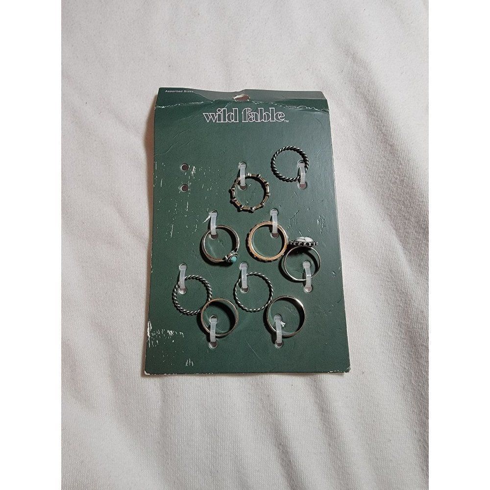 Wild Fable Womens Silver Metal Round Shape Rings Assorted Sizes Pack Of 9 New
